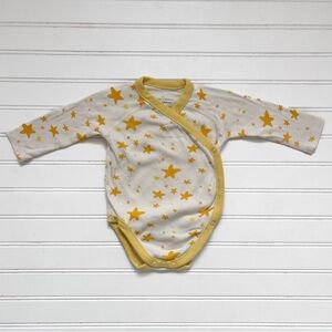 HANNA ANDERSSON EUC Gender Neutral Star Print Kimono Skin to Skin Bodysuit